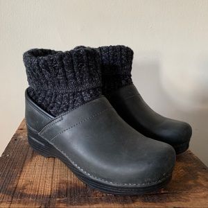 Dansko Chloe Clog Oiled Leather with Knit Socks